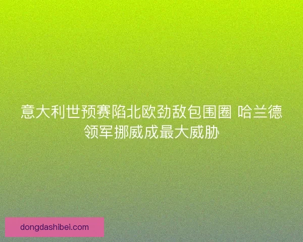 意大利世预赛陷北欧劲敌包围圈 哈兰德领军挪威成最大威胁